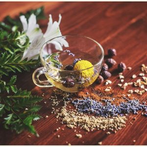 Natural herbal tea and dried botanicals